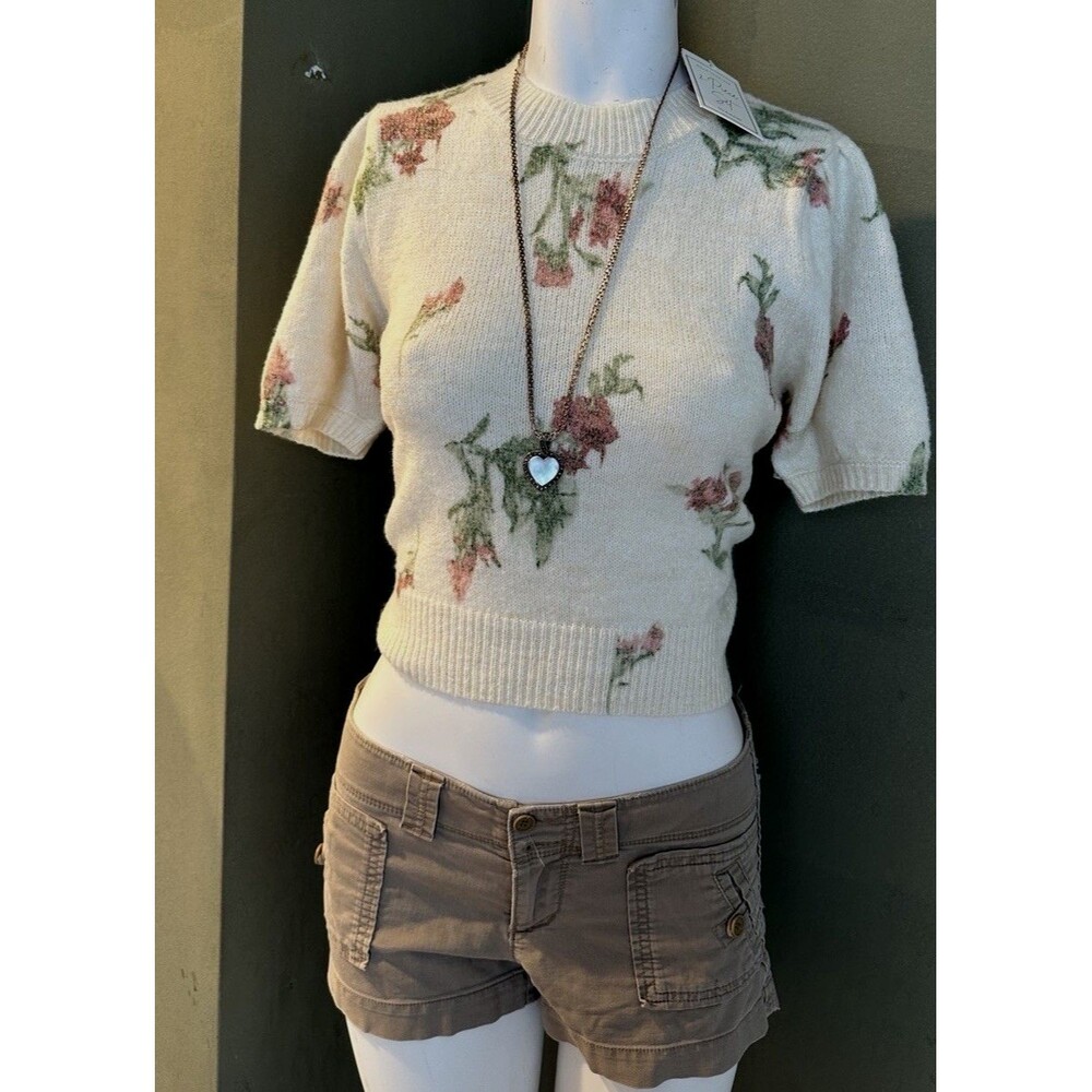 NWT Sincerely Jules Women's Pink Floral Embroidered Cozy Cardigan Size S